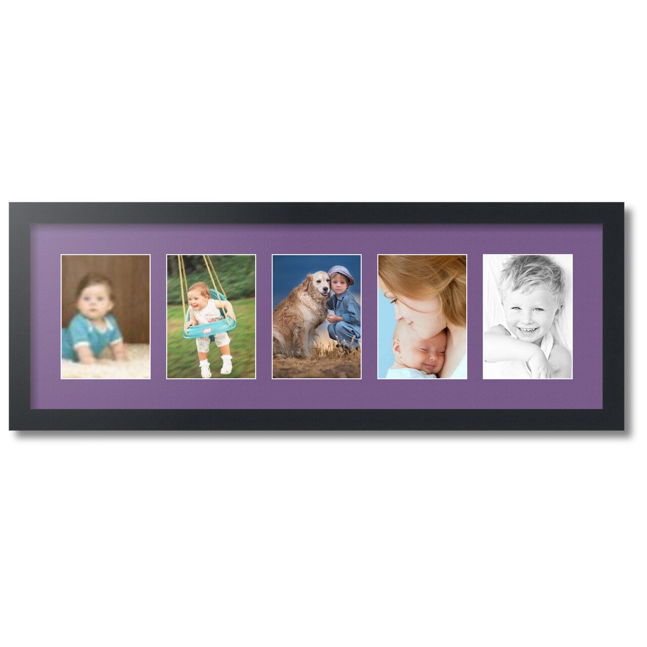 ArtToFrames Collage Photo Picture Frame with 5 - 5x7 inch Openings, Framed in Black with Over 62 Mat Color Options and Plexi Glass (CSM-3926-152)